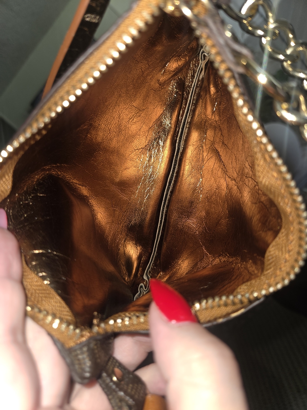 Michael Kors Brown Logo Belt Bag with Gold Chain Strap - Picture 5 of 5